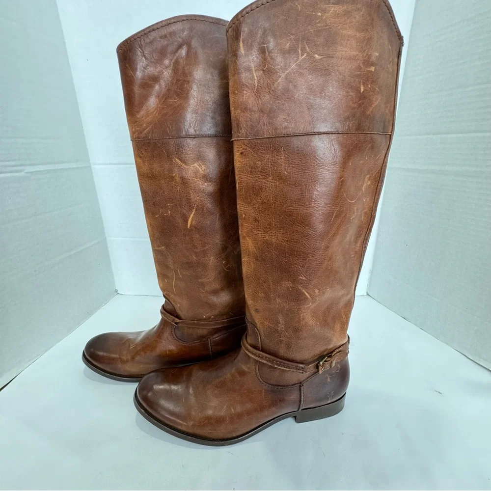 FRYE size 11 Melissa leather riding boots in sturdy leather small ankle buckle - Picture 7 of 16